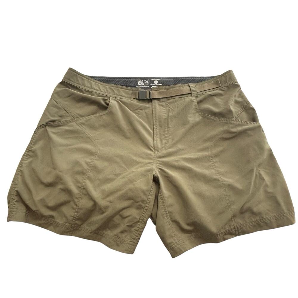 Mountain Hardwear Belted Nylon Shorts Mens 38 Hiking Olive Green 7" Inseam
